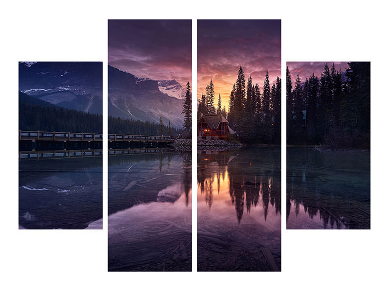 4-piece-canvas-print-lake-house-sunrise