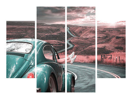 4-piece-canvas-print-on-the-road-with-the-classic-car