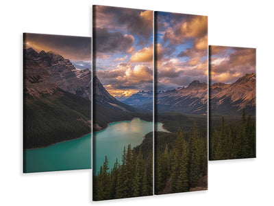 4-piece-canvas-print-peyto-lake-at-dusk