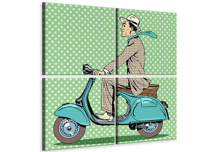 4-piece-canvas-print-pop-art-vespa-driver