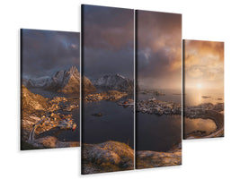 4-piece-canvas-print-sunrise-over-reine