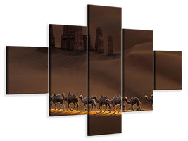 5-piece-canvas-print-castle-and-camels
