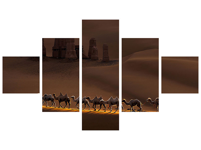 5-piece-canvas-print-castle-and-camels