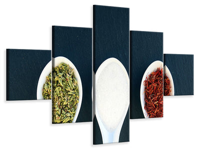 5-piece-canvas-print-italian-spices-in-the-spoon