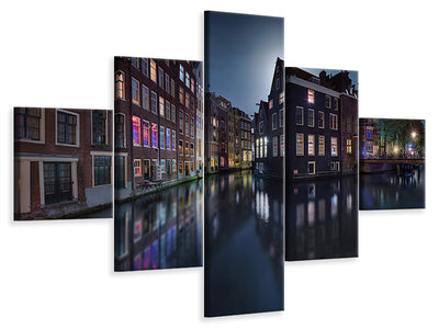 5-piece-canvas-print-moonlight-over-amsterdam