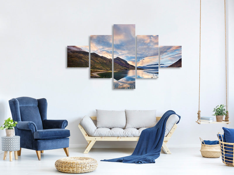 5-piece-canvas-print-morning-delight-at-lake-hawea