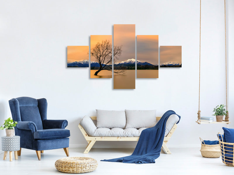 5-piece-canvas-print-morning-glow-of-the-lake-wanaka