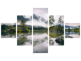 5-piece-canvas-print-rainy-morning-at-hintersee