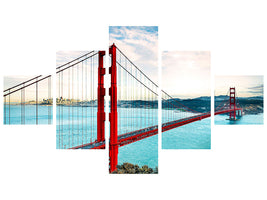 5-piece-canvas-print-red-golden-gate-bridge