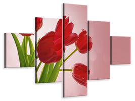 5-piece-canvas-print-red-tulips-bouquet