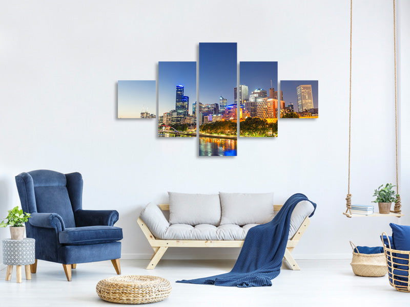 5-piece-canvas-print-skyline-sydney-at-dusk