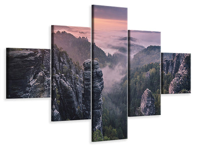 5-piece-canvas-print-sunrise-on-the-rocks
