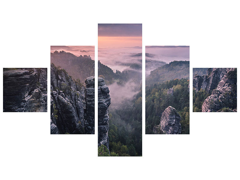 5-piece-canvas-print-sunrise-on-the-rocks