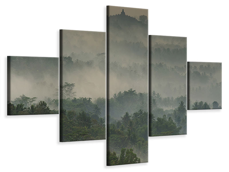 5-piece-canvas-print-temple-in-the-mist