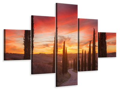5-piece-canvas-print-tuscany-sunset