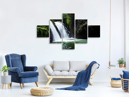 5-piece-canvas-print-waterfall-in-the-evening-light