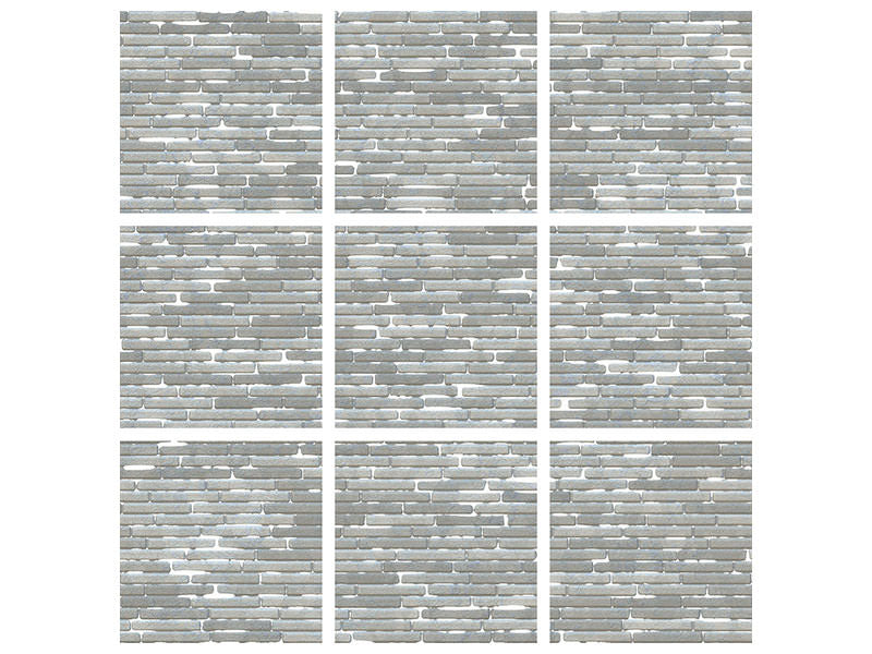9-piece-canvas-print-stone-wall-in-gray