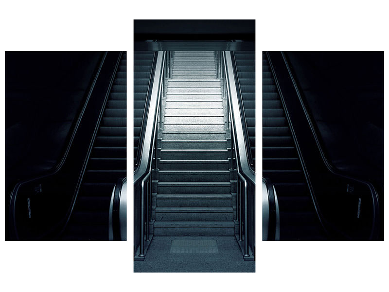 modern-3-piece-canvas-print-escalator-in-the-dark