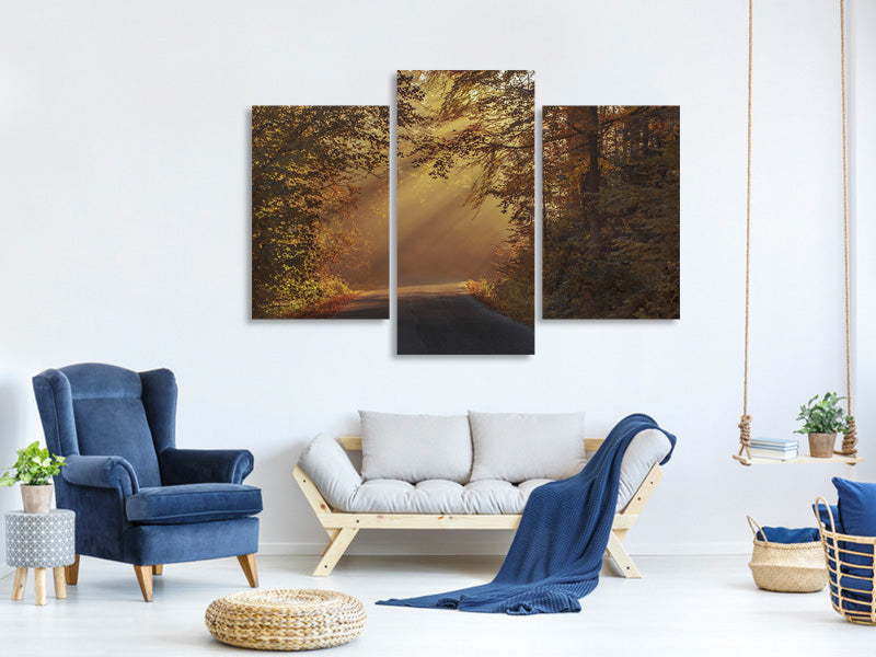 modern-3-piece-canvas-print-sunbeams-in-the-forest