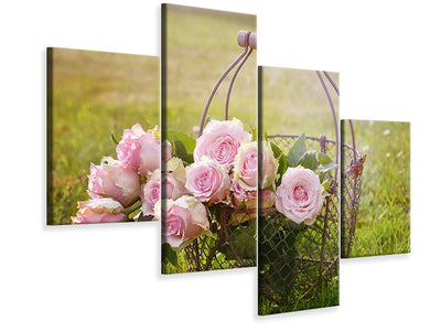 modern-4-piece-canvas-print-a-basket-full-of-roses