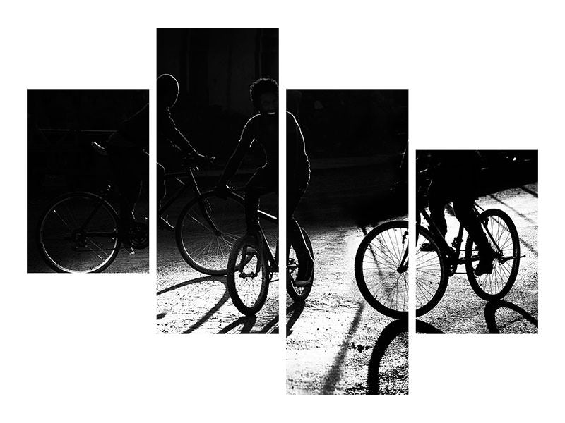 modern-4-piece-canvas-print-boys-bycicles-shadow-and-light