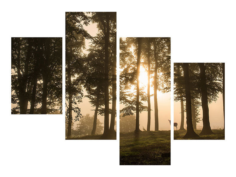 modern-4-piece-canvas-print-deer-in-the-morning-mist