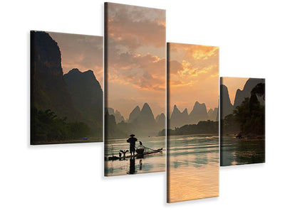 modern-4-piece-canvas-print-golden-li-river