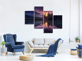 modern-4-piece-canvas-print-lake-house-sunrise