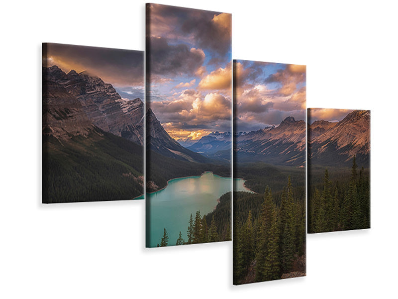 modern-4-piece-canvas-print-peyto-lake-at-dusk