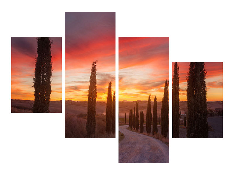 modern-4-piece-canvas-print-tuscany-sunset